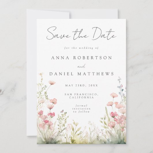 Delicate Floral Wedding Save The Date (Voorkant)