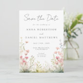 Delicate Floral Wedding Save The Date (Staand voorkant)