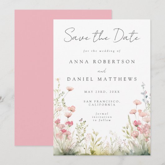 Delicate Floral Wedding Save The Date (Voorkant / Achterkant)