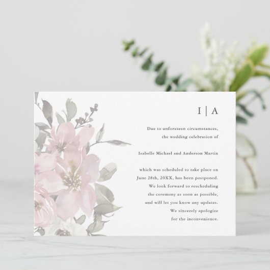 Delicate Floral Wedding-uitstel Aankondiging (Staand voorkant)