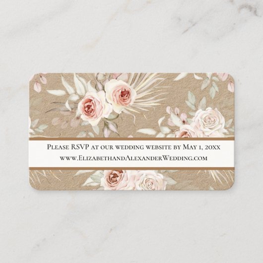 Delicate Floral Wedding Website RSVP Mini Visitekaartje (Voorkant)