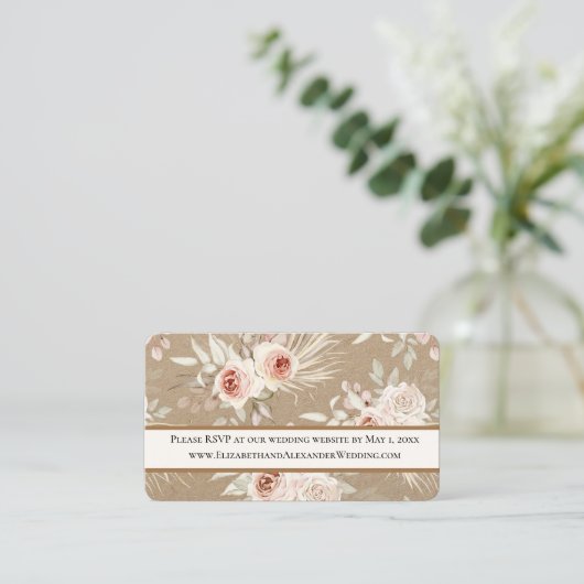 Delicate Floral Wedding Website RSVP Mini Visitekaartje (Staand voorkant)