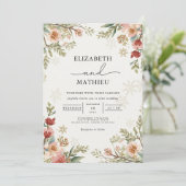 Delicate Floral Winter Wedding Kaart (Staand voorkant)
