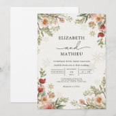 Delicate Floral Winter Wedding Kaart (Voorkant / Achterkant)