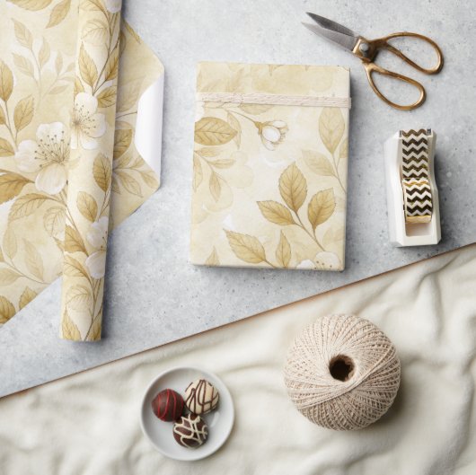Delicate Floral Wrapping Paper Roll Cadeaupapier (Crafts)