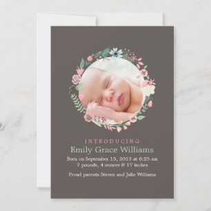 Delicate Floral Wreath Birth Announements Aankondiging