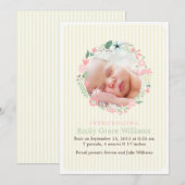 Delicate Floral Wreath Birth Announements Aankondiging (Voorkant / Achterkant)