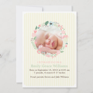 Delicate Floral Wreath Birth Announements Aankondiging