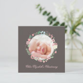 Delicate Floral Wreath Christening Kaart (Staand voorkant)