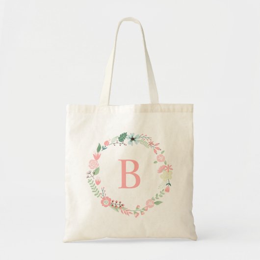 Delicate Floral Wreath Custom Monogrammed Tote Bag (Voorkant)
