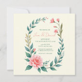 Delicate Floral Wreath Invitation Kaart (Voorkant)