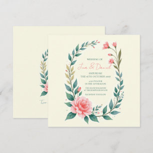 Delicate Floral Wreath Invitation Kaart
