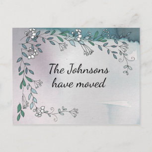 Delicate Floral Wreath Mauve Nieuw adres Briefkaart