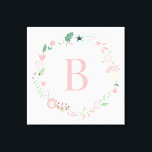 Delicate Floral Wreath Monogram Canvas Afdruk<br><div class="desc">Elegant en zoete monogrammen met een groot doekje.</div>