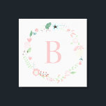 Delicate Floral Wreath Monogram Canvas Afdruk<br><div class="desc">Elegant en zoete monogrammen met een groot doekje.</div>