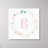 Delicate Floral Wreath Monogram Canvas Afdruk (Voorkant)
