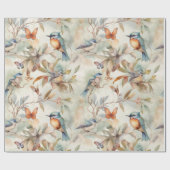 delicate florale achtergrond met vogels cadeaupapier (Vlak)
