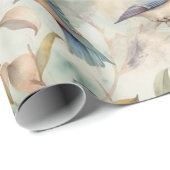 delicate florale achtergrond met vogels cadeaupapier (Rol Hoek)