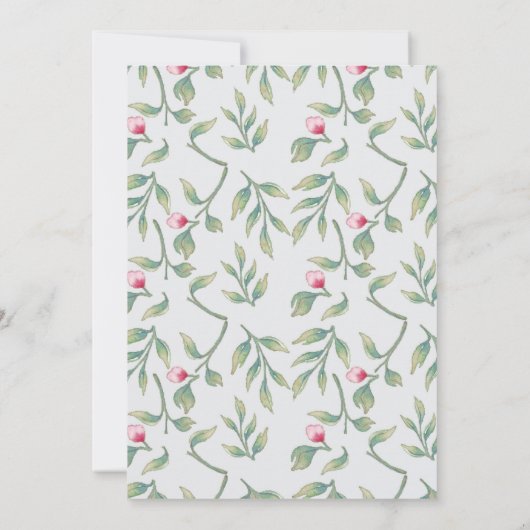 Delicate Florals repesal Dinner Kaart (Achterkant)