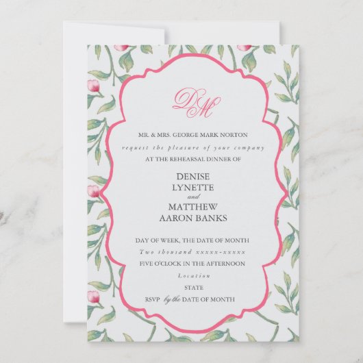 Delicate Florals repesal Dinner Kaart (Voorkant)