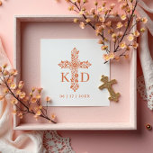 Delicate Flourish Christian Cross Wedding Initials Rubberstempel