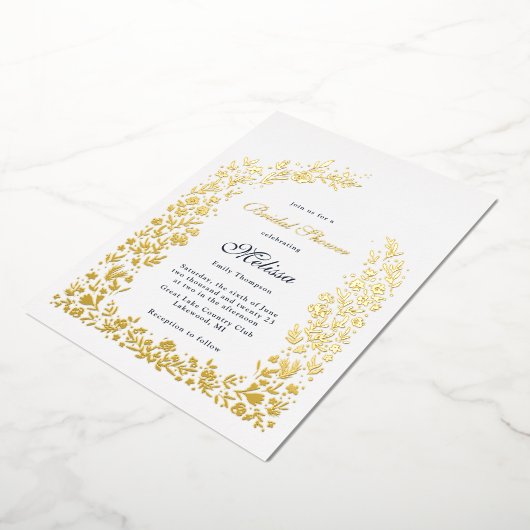 Delicate Flower Arch Vrijgezellenfeest Wedding Folie Uitnodiging (Gedraaid)