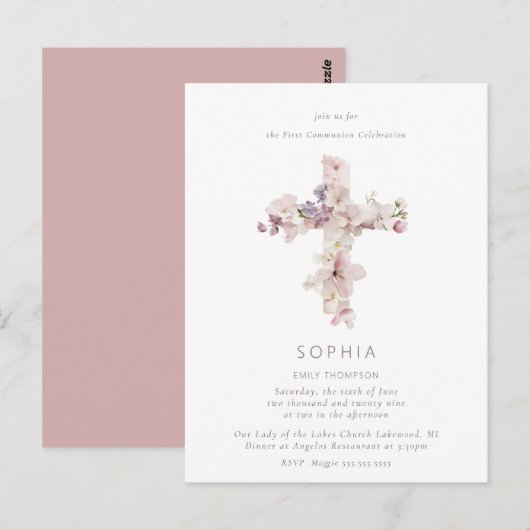 Delicate Flower Cross de doop doop doop doop Briefkaart (Voorkant / Achterkant)