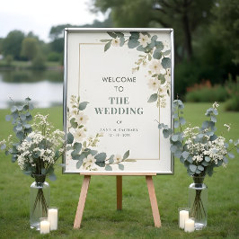 Delicate Flowers & Eucalyptus Wedding Welcome Poster
