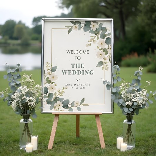 Delicate Flowers & Eucalyptus Wedding Welcome Poster