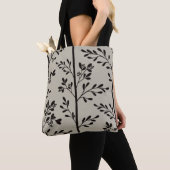 Delicate Flowers in Bloom black floral silhouette Tote Bag (Dichtbij)