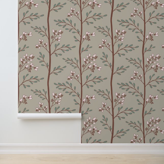 Delicate Flowers in Bloom XL2 floral silhouette Behang (Applicatie)