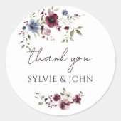 Delicate Flowers Minimalist Wedding Thank You Ronde Sticker (Voorkant)