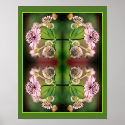 Delicate Flowers Mirror Abstract Poster (Voorkant)