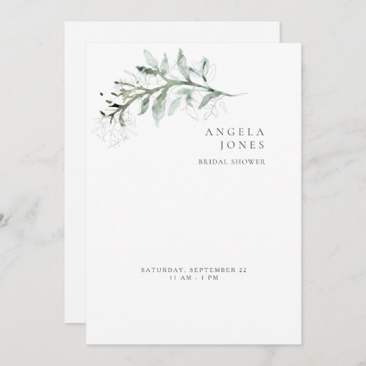 Delicate Foliage White Bridal Shower Kaart (Voorkant / Achterkant)