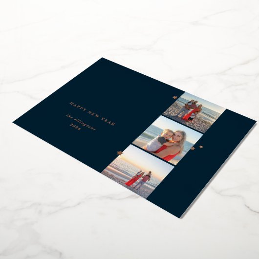 Delicate Folie Ster Drievoudige Foto Vakantiekaart Folie Feestdagenkaart (Gedraaid)