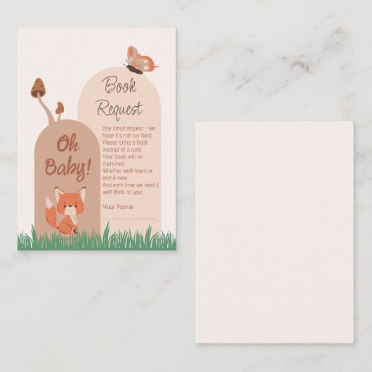Delicate Forest Fox Baby shower Boek Aanvraag Informatiekaartje (Voorkant / Achterkant)