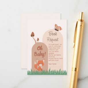 Delicate Forest Fox Baby shower Boek Aanvraag Informatiekaartje