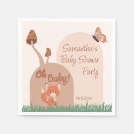 Delicate Forest Theme Fox Baby shower Servet