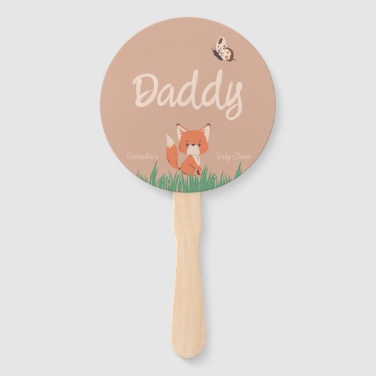 Delicate Forest-Theme Fox Baby shower spel Handwaaier (Achterkant)