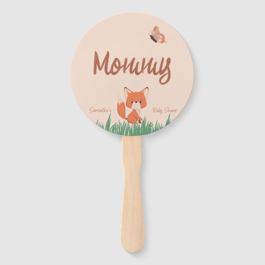Delicate Forest-Theme Fox Baby shower spel Handwaaier (Voorkant)
