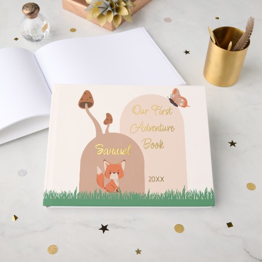 Delicate Forest Theme Fox Eerste Geheugenboek Gastenboek (Voorkant open)