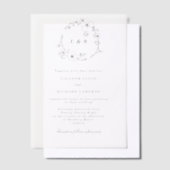 Delicate formele monogram bloemenkrans bruiloft vellum uitnodigingen (Offset)