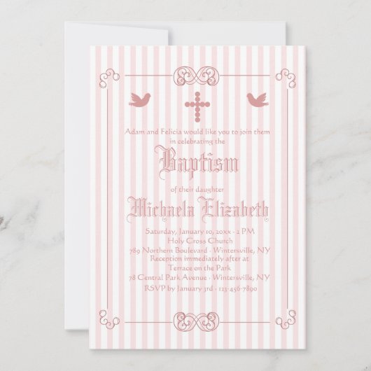 Delicate Frame Rosé Religieuze Uitnodiging (Voorkant)