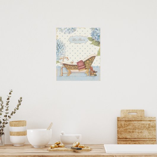 Delicate  Franse "Le Bain" Bathroom Decor Poster (Keuken)