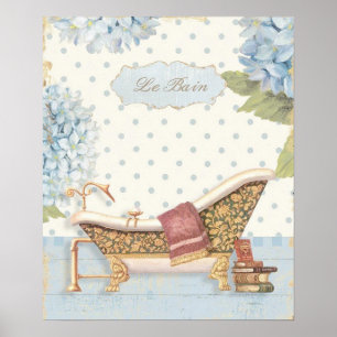 Delicate  Franse "Le Bain" Bathroom Decor Poster