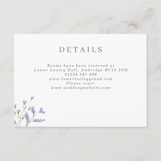 Delicate French Blue Regency Wedding Enclosure Car Informatiekaartje (Voorkant)