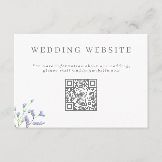 Delicate French Blue Wedding Website QR code Enclo Informatiekaartje (Voorkant)