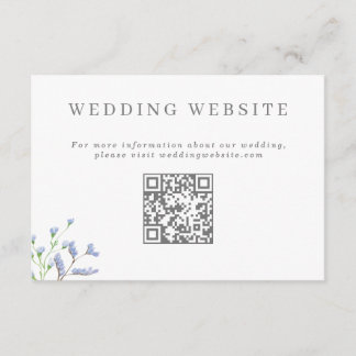 Delicate French Blue Wedding Website QR code Enclo Informatiekaartje