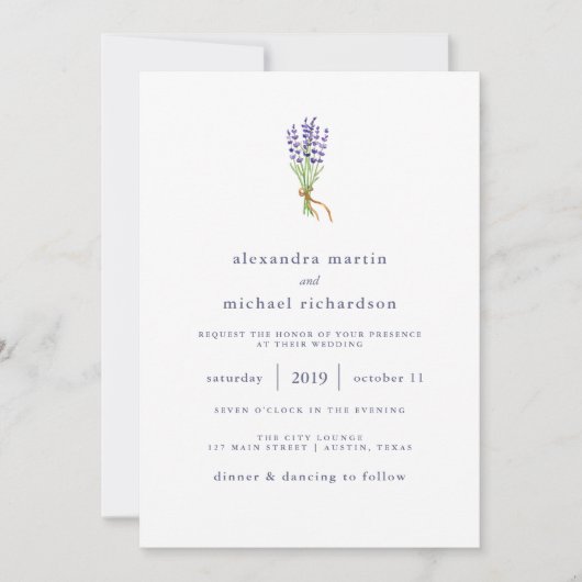 Delicate French Lavender Wedding Kaart (Voorkant)