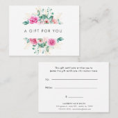 Delicate Garden Bloemen Roze Rozen Cadeaubon Visitekaartje (Voorkant / Achterkant)